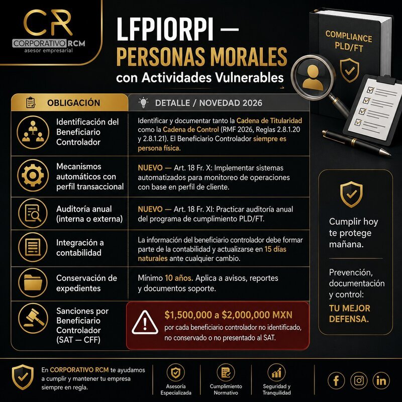 LFPIORPI — Personas Morales con Actividades Vulnerables